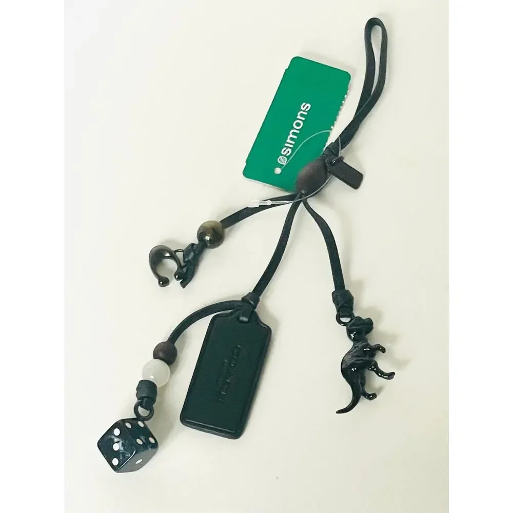 Coach Heritage Leather Bag Charm Black Rexy Dice Logo Charms CCY37